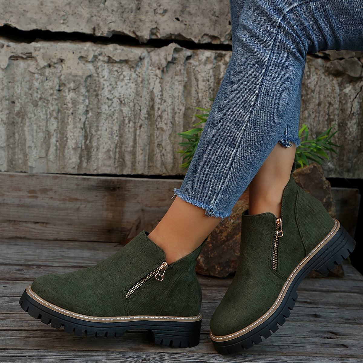 âš BEST SELLERđ„Bottines pour femmes Ă bout rond et fermeture Ă glissiĂšre sur le cĂŽtĂ©ăConfortable, antidĂ©rapant, impermĂ©ableă