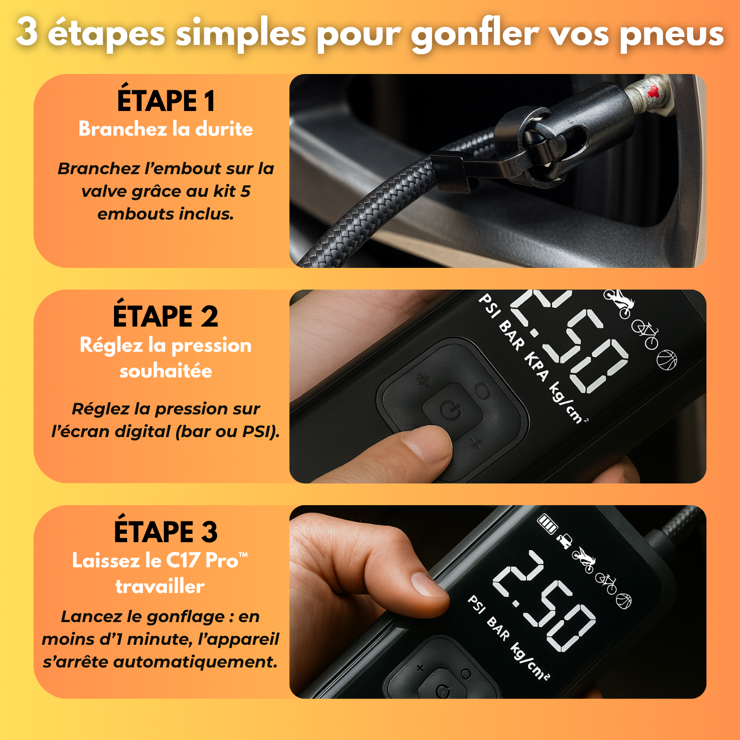 C17 Pro™ – Compresseur d’Air Professionnel et Intelligent Sans Fil