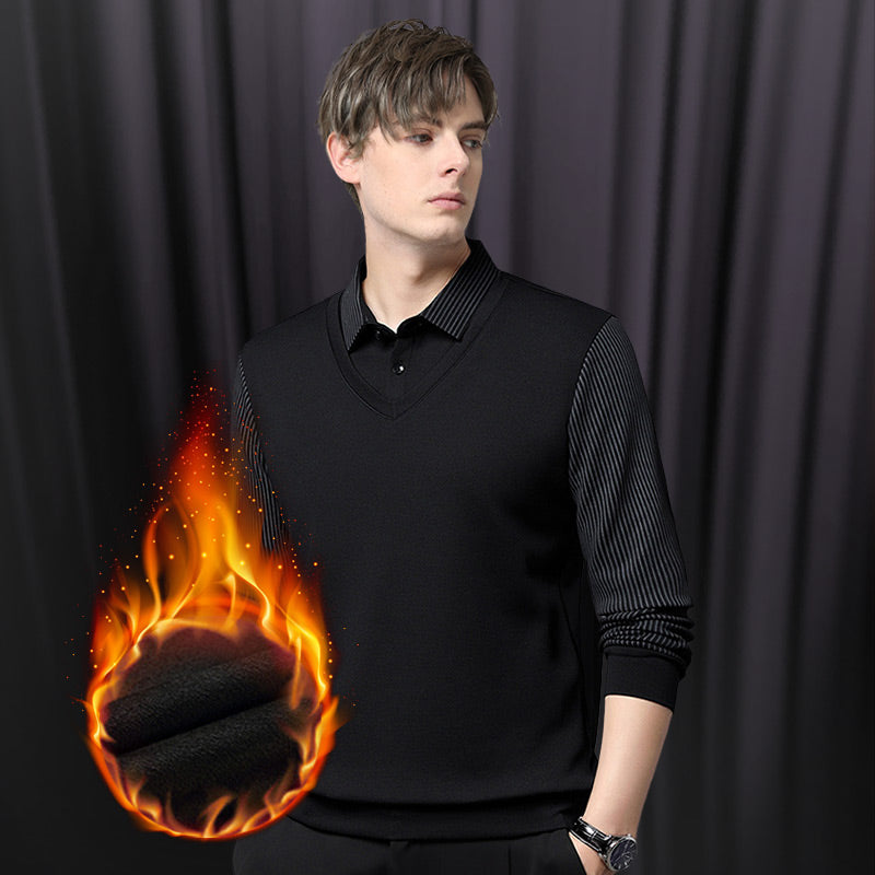 🔥49% DE RÉDUCTION ! 🍂 Chemise à Col Rayé 2 Pièces - Style Automne/Hiver en Coton Respirant et Confortable 👔📦