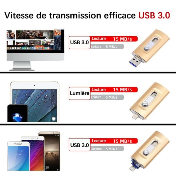 DERNIER JOUR : 49 % de réduction⚡ Clé USB 3.0 3 en 1, stockage portable haute vitesse