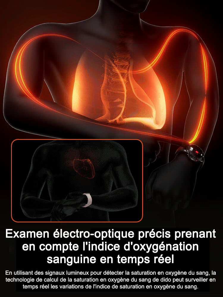 Montre SL intelligente étanche, analyse de la glycémie et du pouls