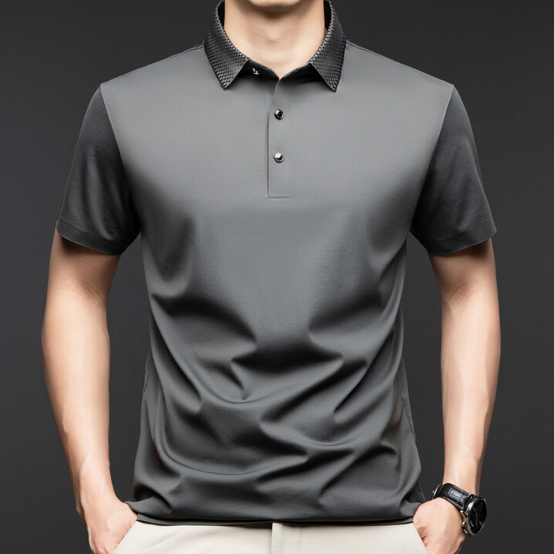 ❄️T-shirt à col pour homme, manches courtes, style business décontracté