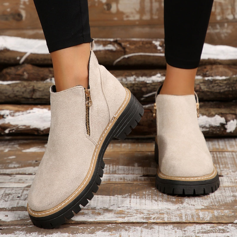 âš BEST SELLERđ„Bottines pour femmes Ă bout rond et fermeture Ă glissiĂšre sur le cĂŽtĂ©ăConfortable, antidĂ©rapant, impermĂ©ableă