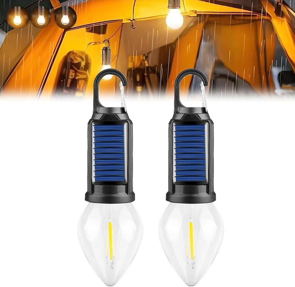 Dernier jour de l'offre !🔥2025 Nouvelle lampe de camping rechargeable solaire vintage avec crochet