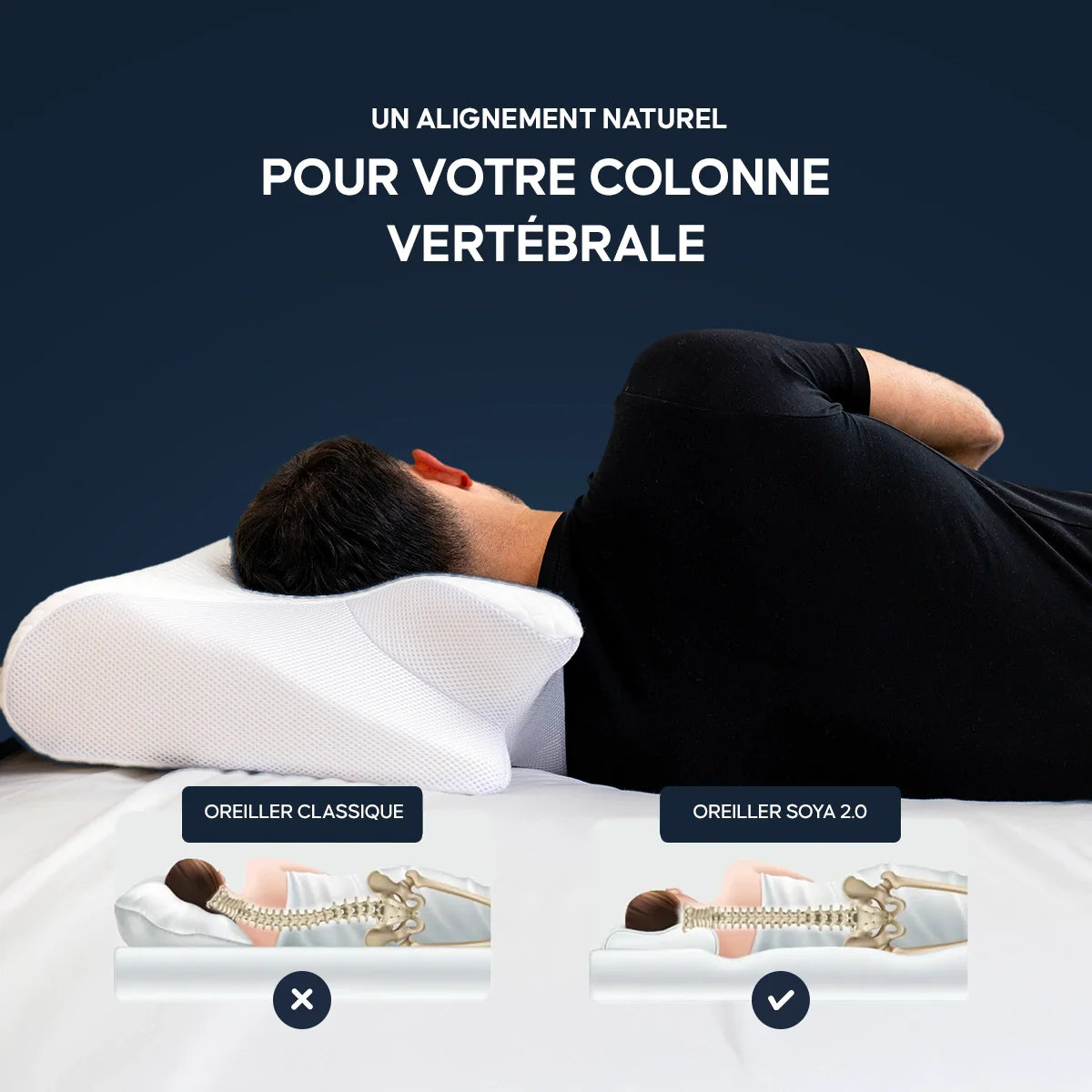 Healoa® Oreiller cervical en mousse à mémoire de forme