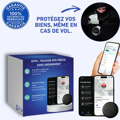 GP90 - Tracker GPS précis sans abonnement (Android/Apple)