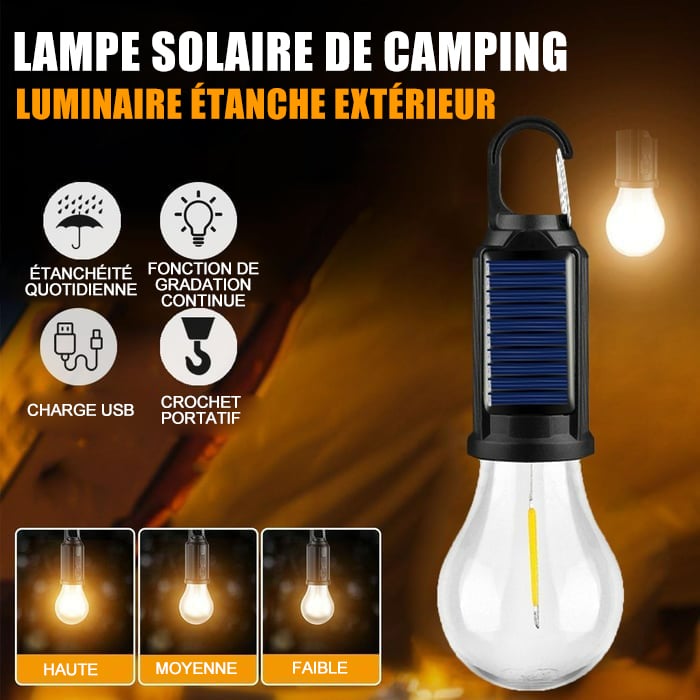 Dernier jour de l'offre !🔥2025 Nouvelle lampe de camping rechargeable solaire vintage avec crochet