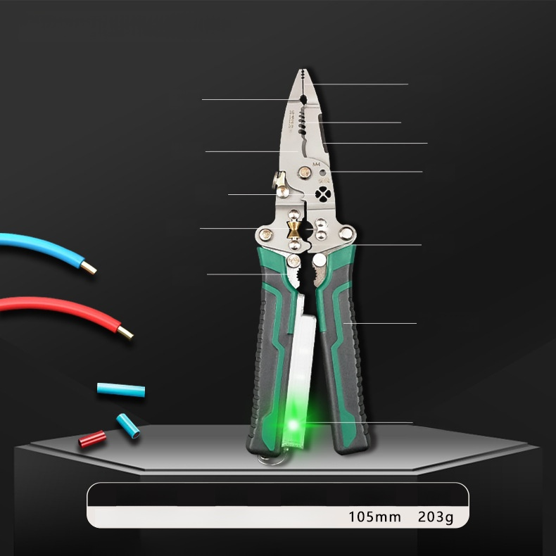 【Dix en un】Pince à dénuder multifonctionnelle à bec effilé avec testeur de tension - Stylo électrique + pince à dénuder, 2+1 fonctions pratiques