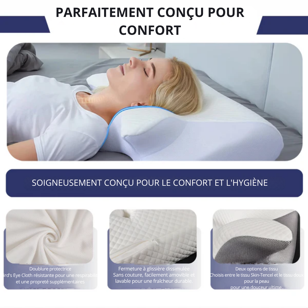 ErgoLine™ | Dormez mieux, réveillez-vous plus frais – soutien ergonomique pour le cou et le dos toute la nuit