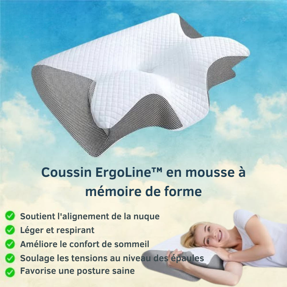 ErgoLine™ | Dormez mieux, réveillez-vous plus frais – soutien ergonomique pour le cou et le dos toute la nuit