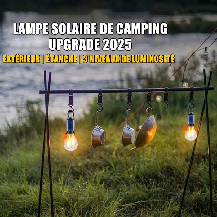 Dernier jour de l'offre !🔥2025 Nouvelle lampe de camping rechargeable solaire vintage avec crochet