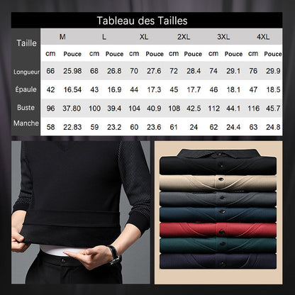 🔥49% DE RÉDUCTION ! 🍂 Chemise à Col Rayé 2 Pièces - Style Automne/Hiver en Coton Respirant et Confortable 👔📦