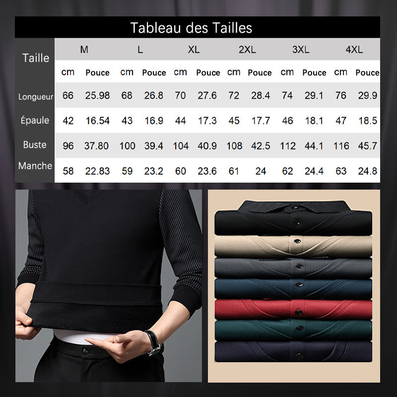 🔥49% DE RÉDUCTION ! 🍂 Chemise à Col Rayé 2 Pièces - Style Automne/Hiver en Coton Respirant et Confortable 👔📦