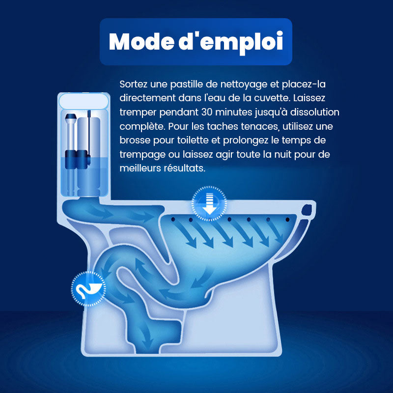 🏆✨Comprimés effervescents pour toilettes – Nettoyage et désodorisation (3 achetés = 2 offerts)✨🚽