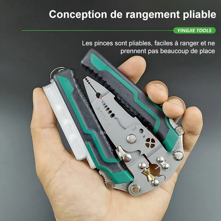 【Dix en un】Pince à dénuder multifonctionnelle à bec effilé avec testeur de tension - Stylo électrique + pince à dénuder, 2+1 fonctions pratiques