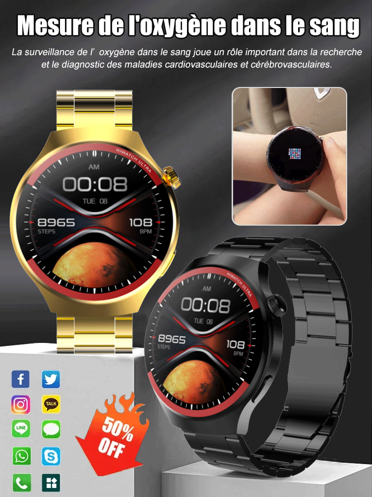 Montre intelligente à écran rond WATCH4PRO Space Research