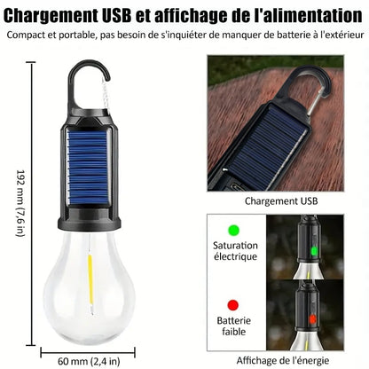 Dernier jour de l'offre !🔥2025 Nouvelle lampe de camping rechargeable solaire vintage avec crochet