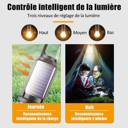 Dernier jour de l'offre !🔥2025 Nouvelle lampe de camping rechargeable solaire vintage avec crochet