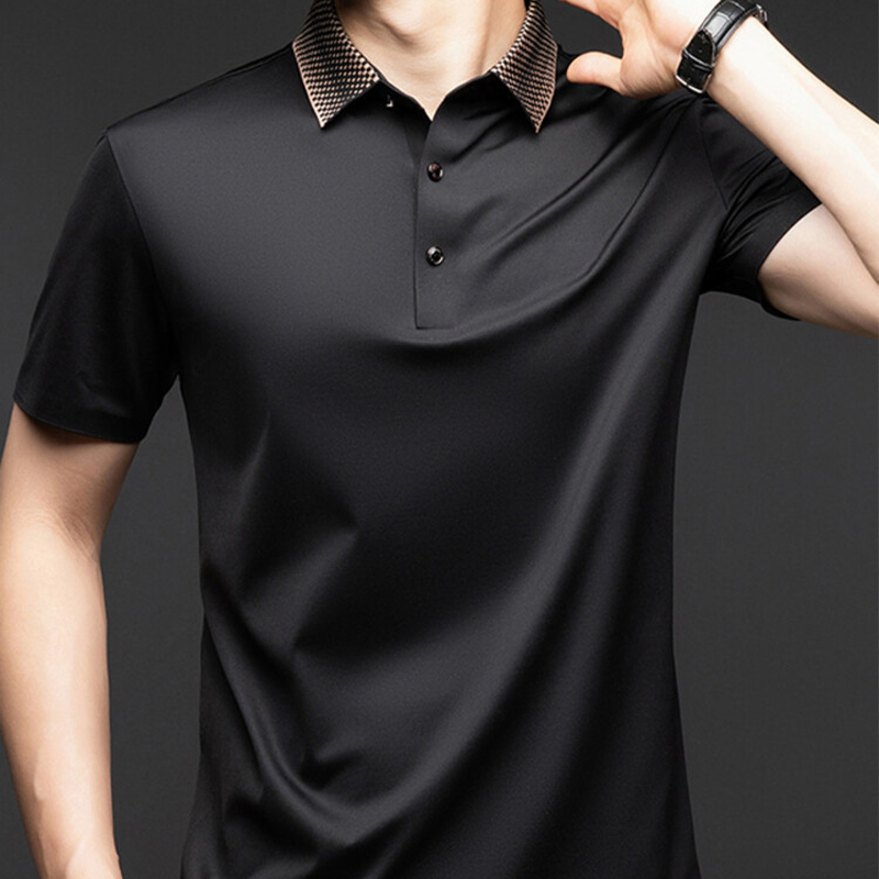 ❄️T-shirt à col pour homme, manches courtes, style business décontracté