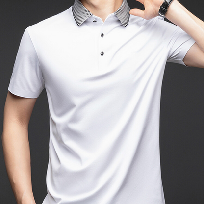 ❄️T-shirt à col pour homme, manches courtes, style business décontracté