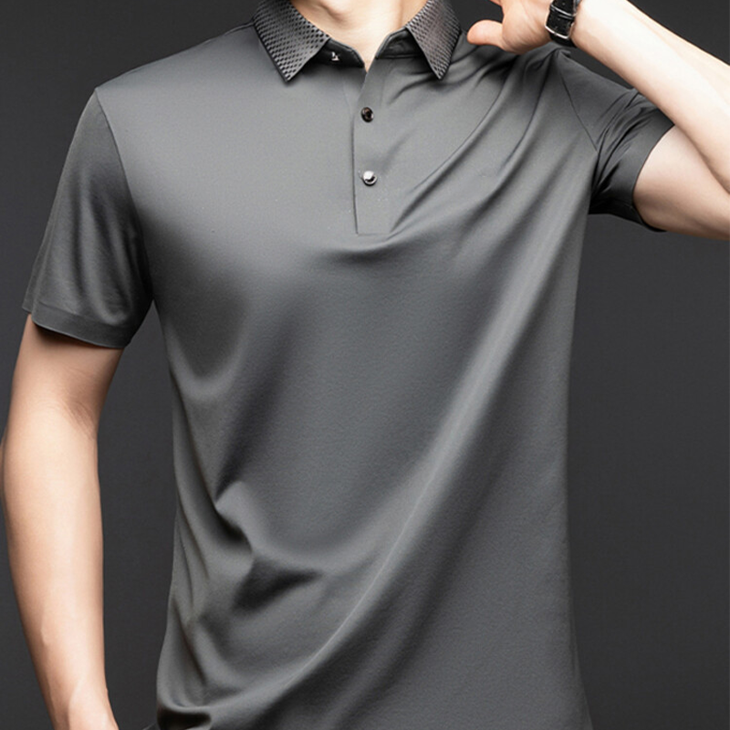 ❄️T-shirt à col pour homme, manches courtes, style business décontracté