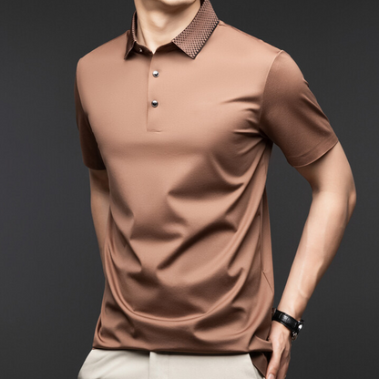 ❄️T-shirt à col pour homme, manches courtes, style business décontracté