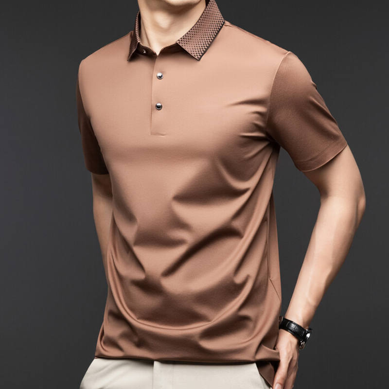 ❄️T-shirt à col pour homme, manches courtes, style business décontracté