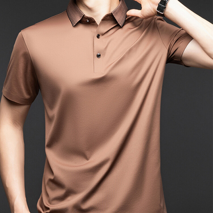 ❄️T-shirt à col pour homme, manches courtes, style business décontracté