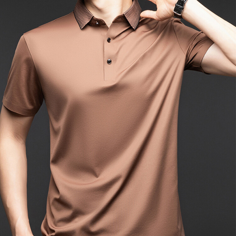 ❄️T-shirt à col pour homme, manches courtes, style business décontracté