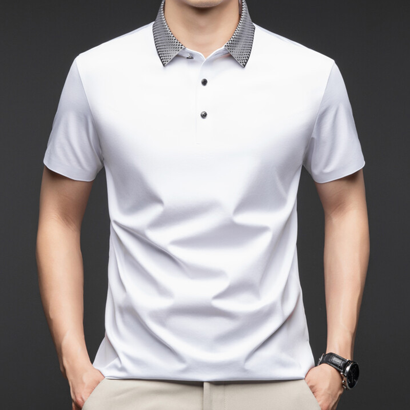 ❄️T-shirt à col pour homme, manches courtes, style business décontracté