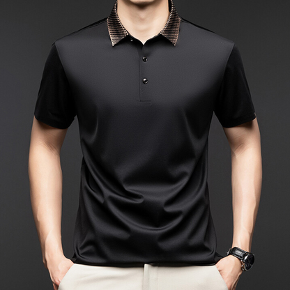 ❄️T-shirt à col pour homme, manches courtes, style business décontracté