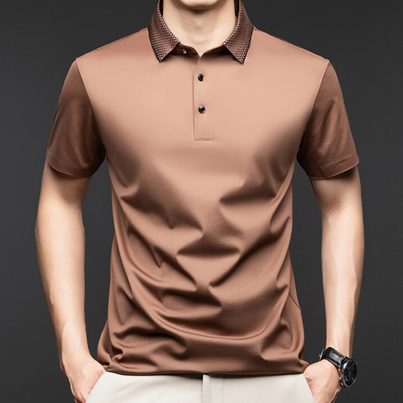 ❄️T-shirt à col pour homme, manches courtes, style business décontracté